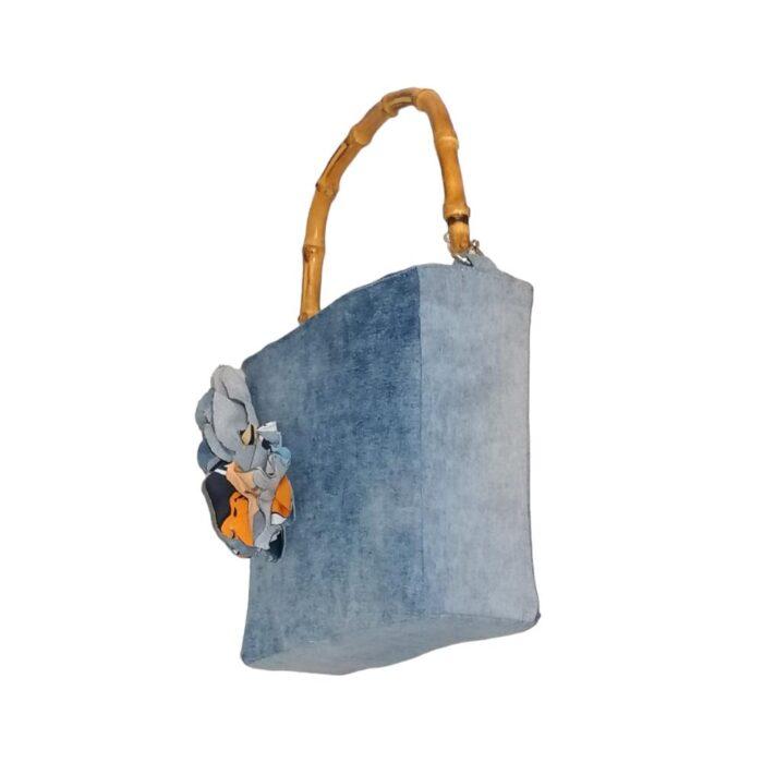 Borsa fatta a mano in jeans melange