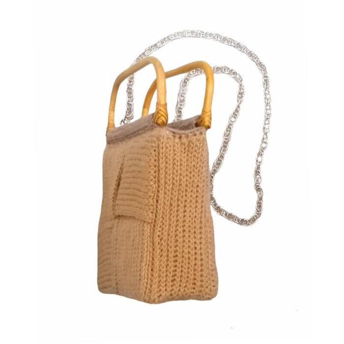 Mini Bag artigianale beige quadrata